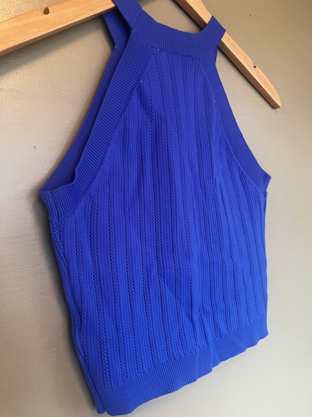 Happily Grey High-neck Sleeveless Ribbed Stretch Nautical Accent Button Crop Top - Picture 7 of 9